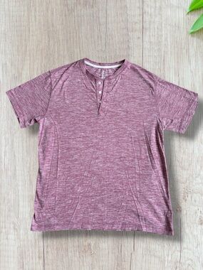 George Pink V-neck Buttoned Men’s T-Shirt Size M
